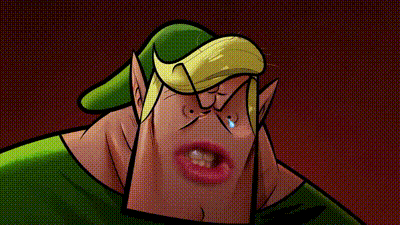 a cartoon of a man with a green shirt and a hat is crying .