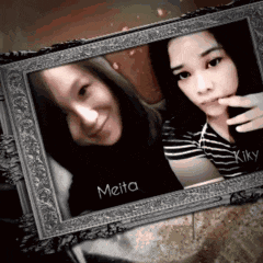 a picture of two girls with the name meita and kiky on it