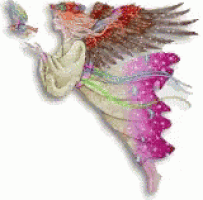 a fairy is holding a butterfly in her hand while flying in the air .