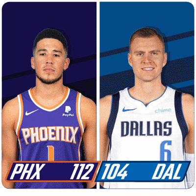 two basketball players from the phoenix and dallas teams are shown
