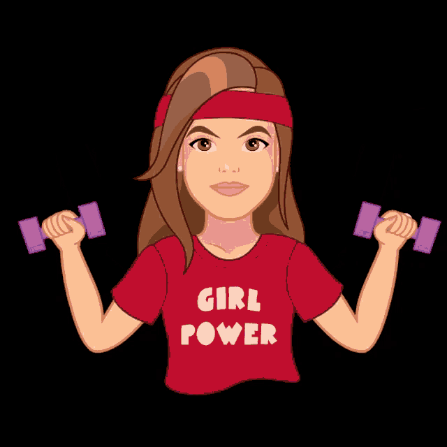 a girl in a red shirt that says girl power is lifting weights