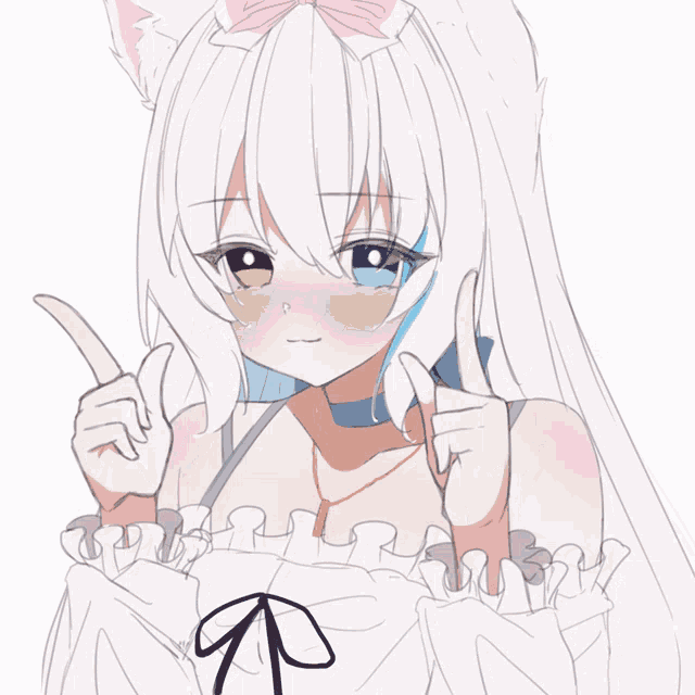 a drawing of a girl with a cat ear