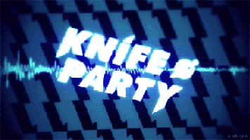 knife party is written in white on a blue background