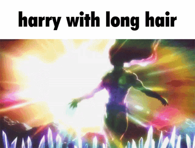 a harry with long hair meme with a silhouette of a man