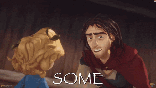 a cartoon of a girl talking to a man with the words songs can written on the bottom