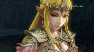 a close up of a video game character , zelda , wearing a crown .