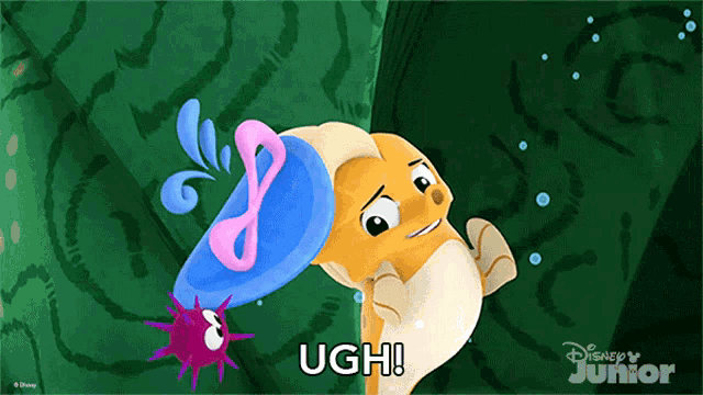 a disney junior poster with a cartoon character and the word ugh