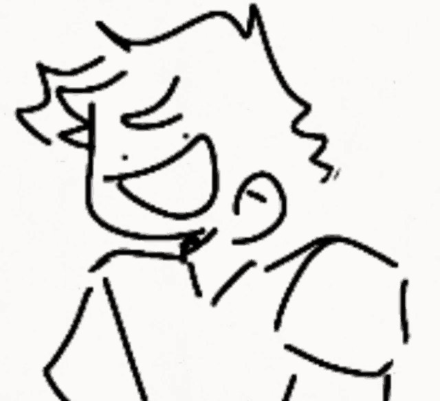 a black and white drawing of a man with a beard and a smile on his face .