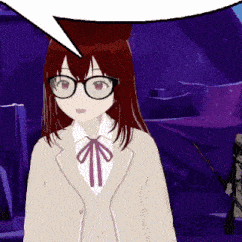 a cartoon girl with glasses and a bow tie