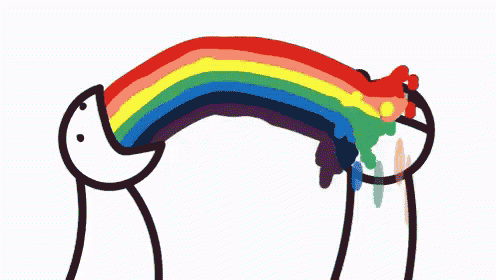 a stick figure with a rainbow coming out of it 's butt .