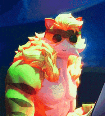 a cartoon cat with sunglasses and a braided mane