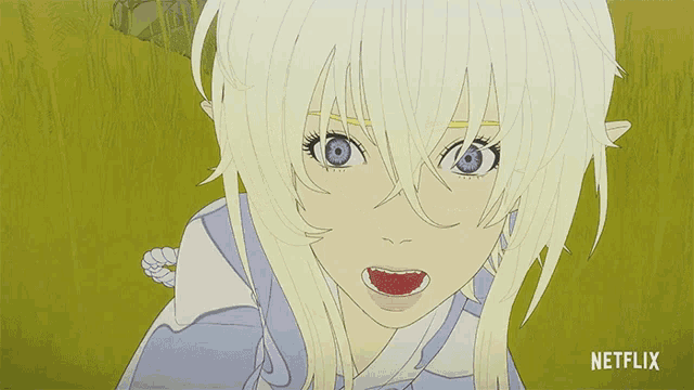 a drawing of a girl with purple eyes and the word netflix below her