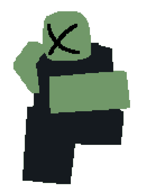 a pixel art drawing of a zombie with a cross on his face