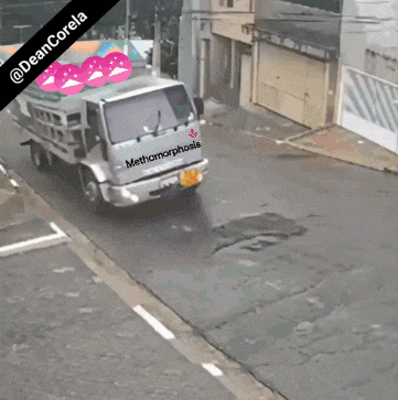 a truck with the word methmorphosis on the front of it
