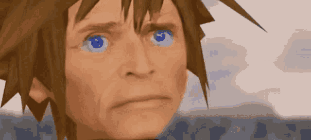 sora from kingdom hearts looks like a man with blue eyes
