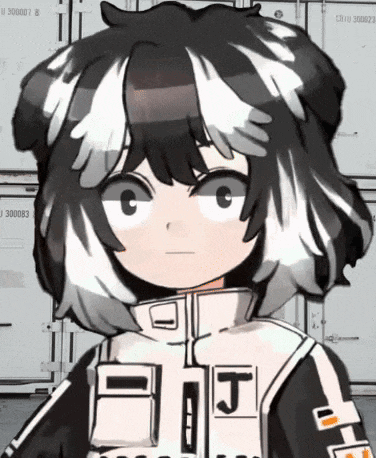 a close up of a cartoon character with the letter j on her chest