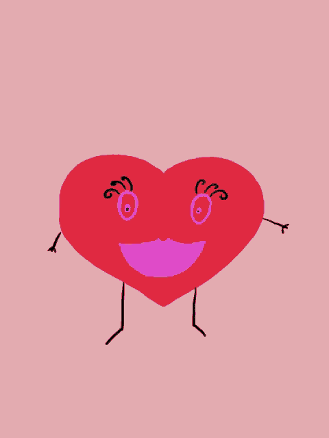 a drawing of a red heart with arms and legs