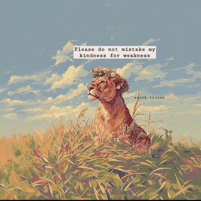 a painting of a lion with a flower crown on its head