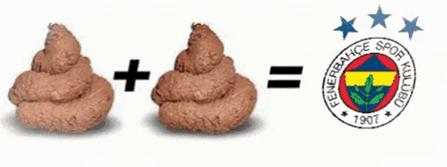 two piles of poop next to a logo for fenerbahce spor kulübü 1907