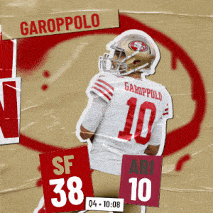 garoppolo wearing a white jersey with the number 10 on it