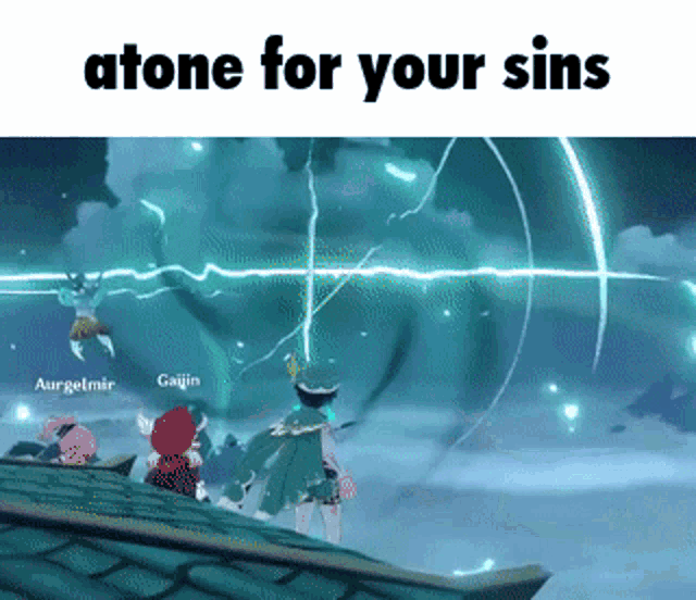 a screenshot of a video game that says " alone for your sins " on it