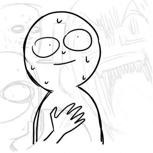 a drawing of a person with a surprised look on his face