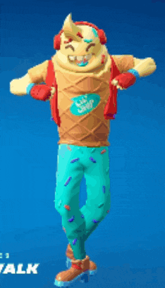 a cartoon character with a ice cream cone on his head and headphones on .