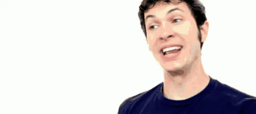 a man is making a funny face and says bye