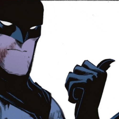 a drawing of a man in a batman costume holding a sword