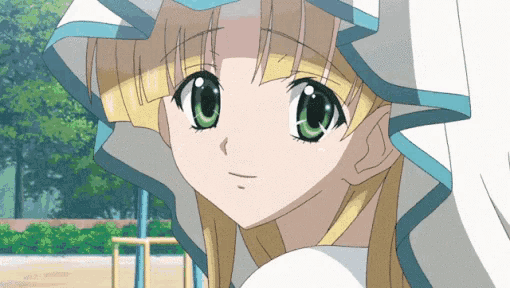 a girl with blonde hair and green eyes is wearing a white dress and hat