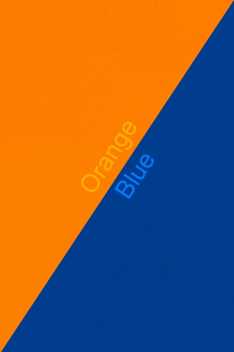 a blue and orange background with the words orange blue written on it