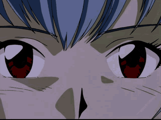 a close up of a anime character 's eyes with red irises