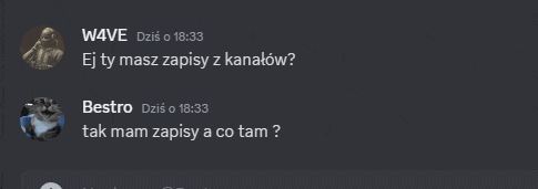 a screenshot of a conversation between w4ve and bestro at 18:33