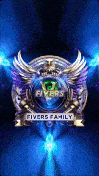 a logo for fiver 's family with wings on a dark blue background
