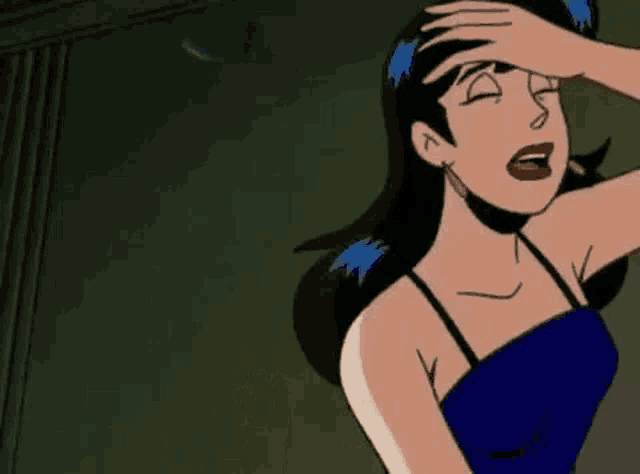 a cartoon woman is laying on the floor with her eyes closed .