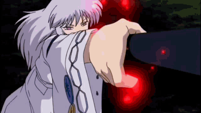 a cartoon character is pointing at someone with a red light behind him