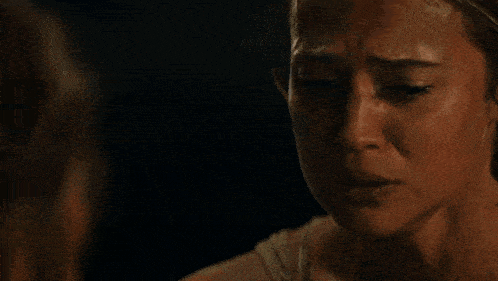 a woman is crying with the words i 've only just found you
