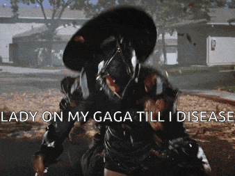 lady on my gaga till i disease written on a screen