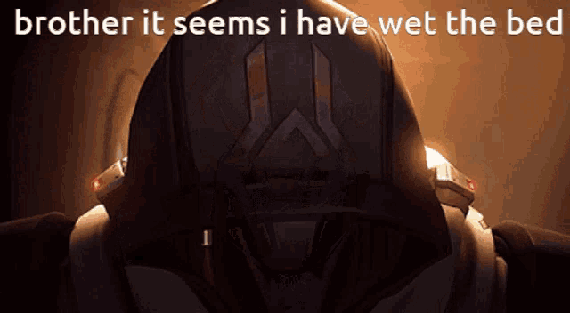 a video game character with the words brother it seems i have wet the bed