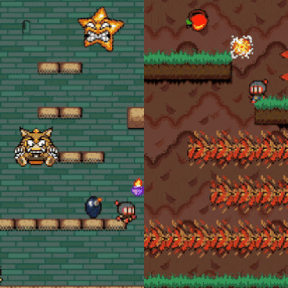 a screenshot of a video game shows two different levels one of which has a cross on it