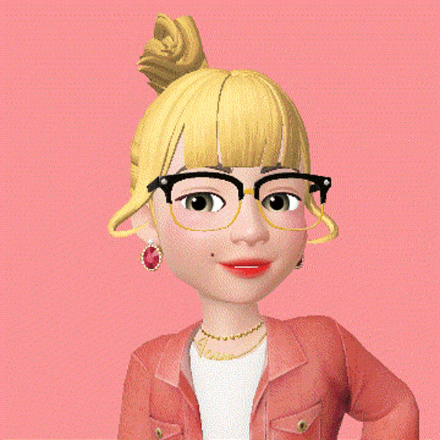 a cartoon girl wearing glasses and a necklace that says jesus on it