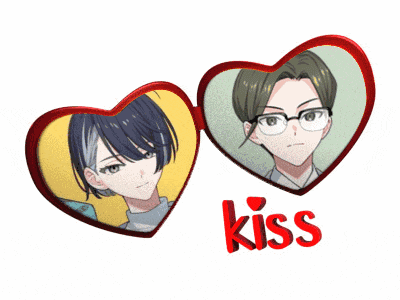 a couple of heart shaped frames with the word kiss on the bottom