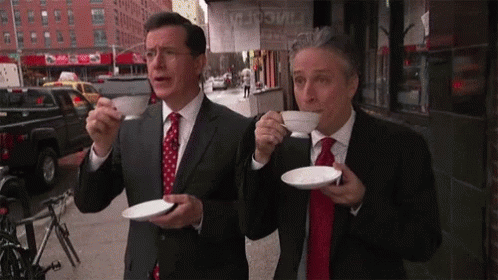 Stephen Colbert Drinking GIF - Stephen Colbert Drinking Jon Stewart GIFs