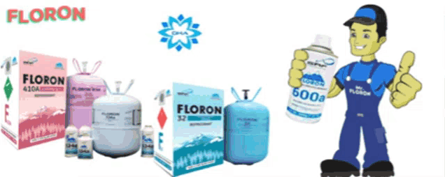 a cartoon man is holding a bottle of floron 5008