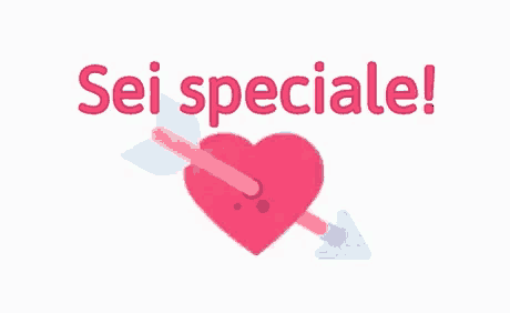 a heart with an arrow through it and the words `` sei speciale '' written above it .