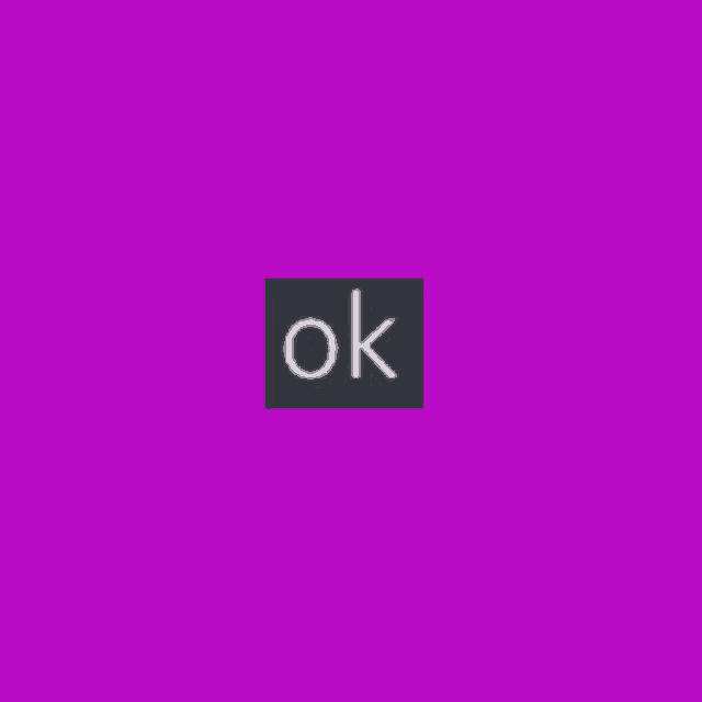 a purple background with a square with the word ok on it .