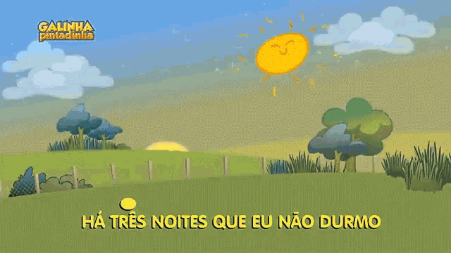 a cartoon scene with the words ha tres noites que eu não durmo