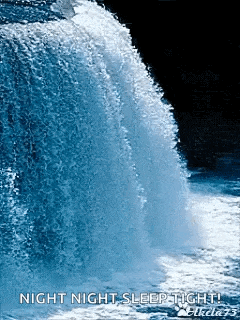 a waterfall is shown with the words night night sleep tight