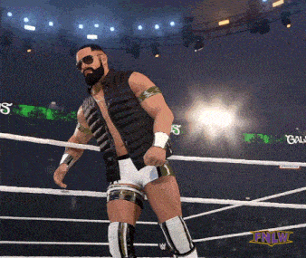 a man in a black vest and white shorts is in a wrestling ring