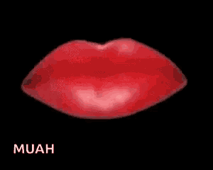a close up of a woman 's lips with the word muah below it .